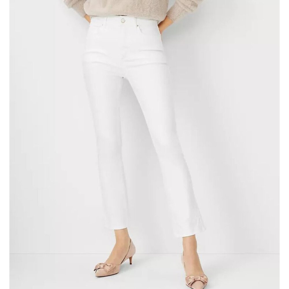 Ann Taylor The Boot Crop Jeans in White Size 12